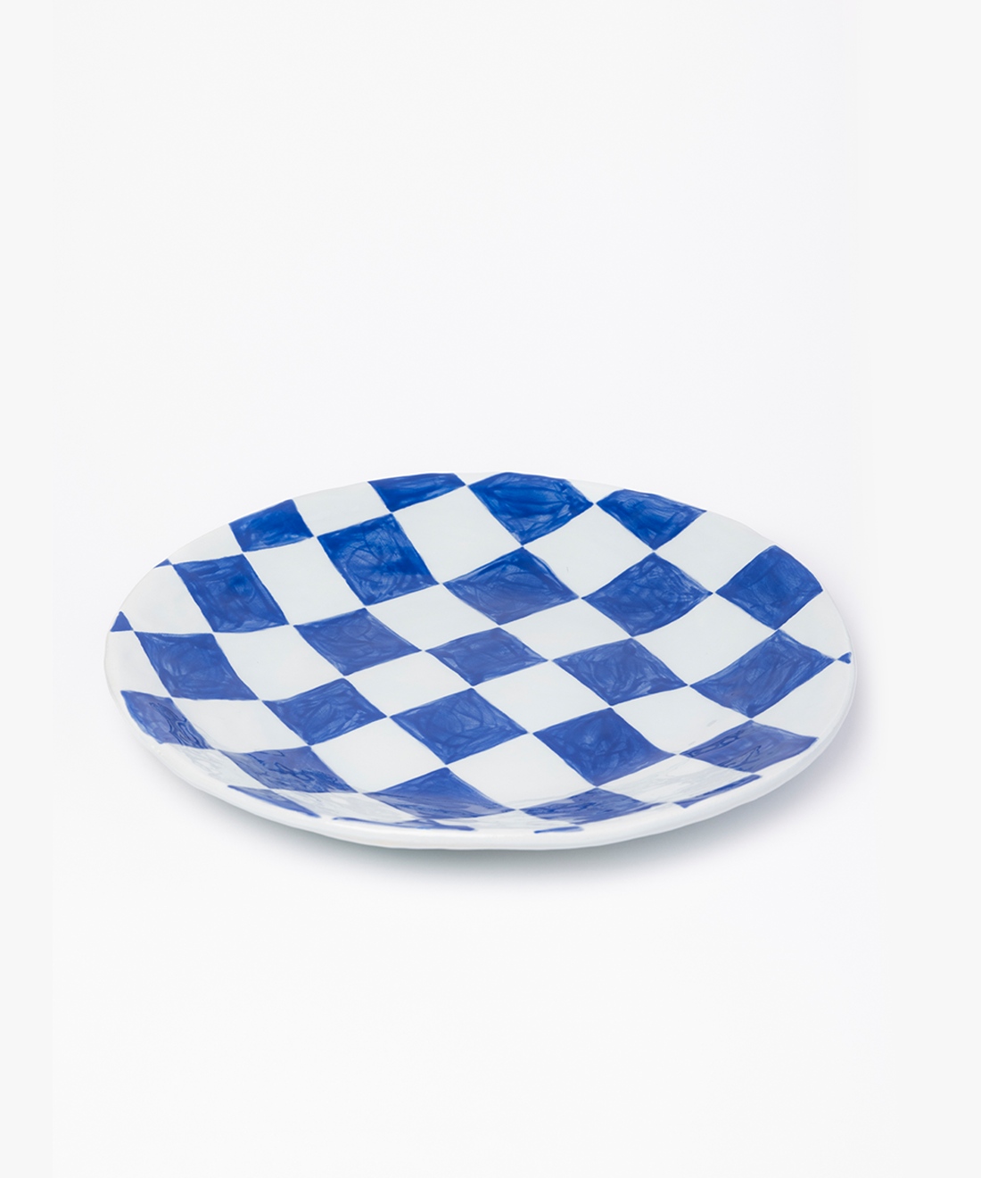 Blue Check Ceramic Plate