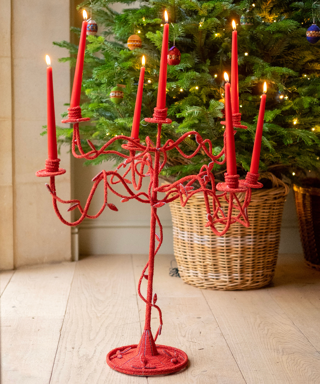 Red candle outlet holders