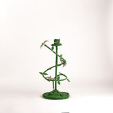 Beaded Botanical Candlestick in Jade Green