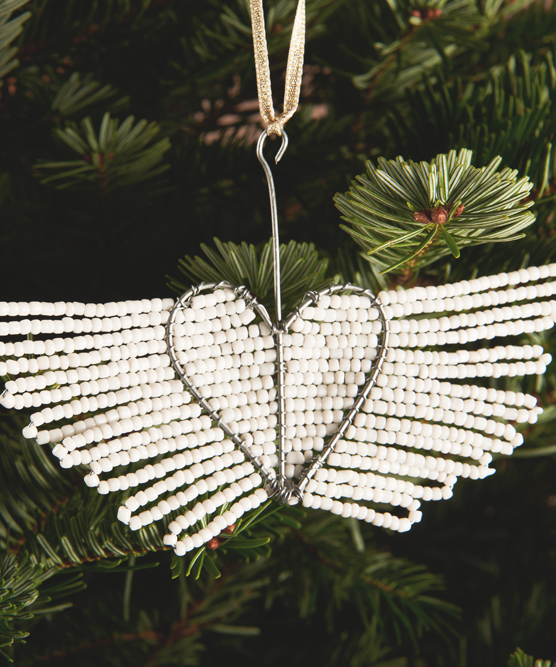Beaded Heart Wing Decoration