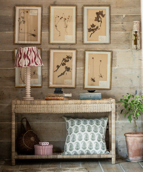 Wood & cane console table deals