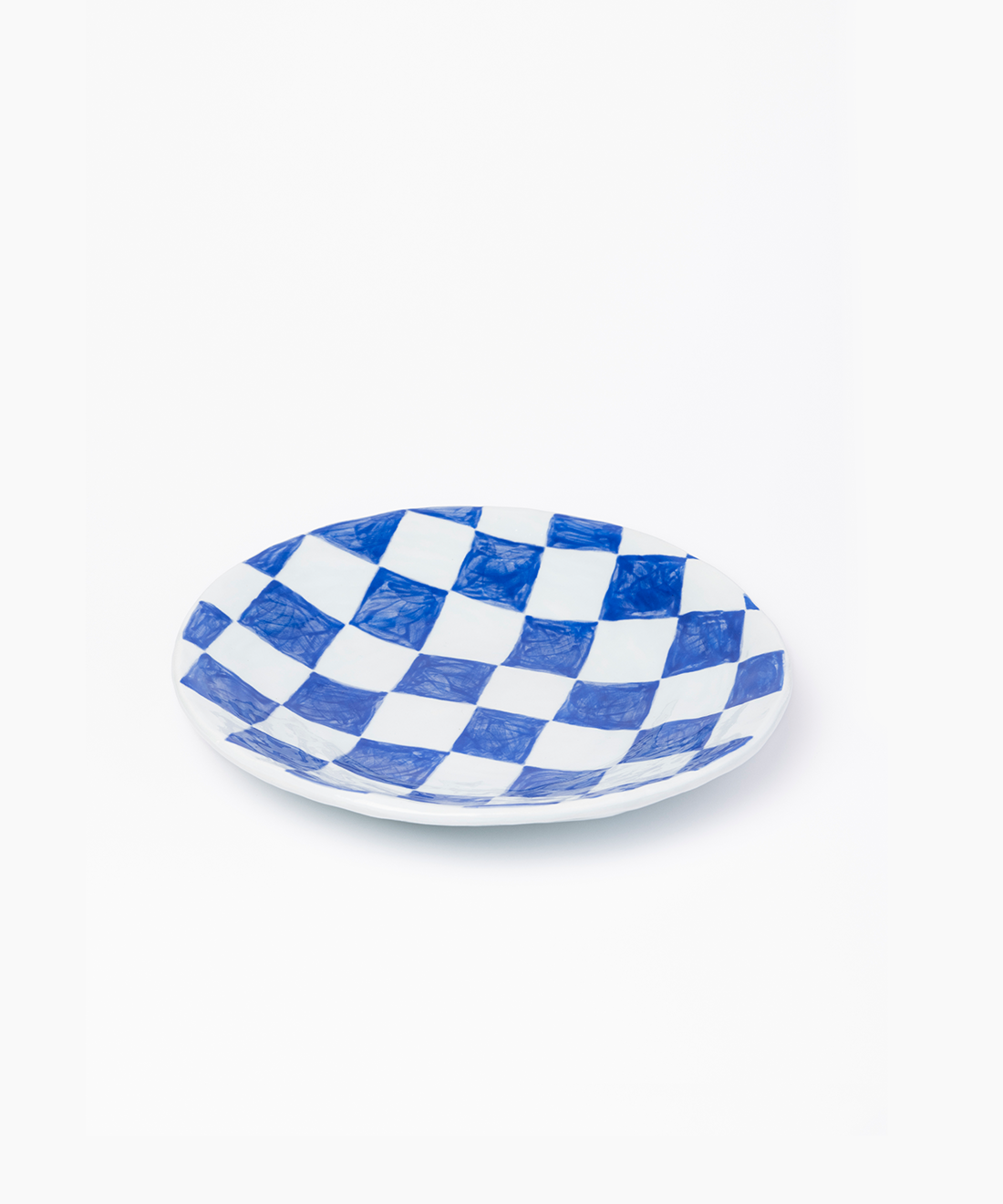 Blue Check Ceramic Plate