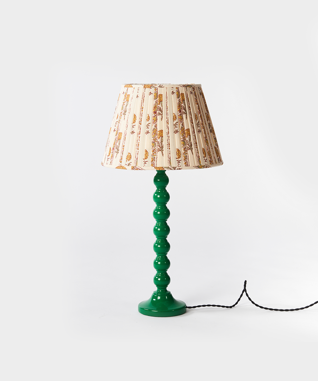 Apple Green Bobbin Lamp With Shade Set