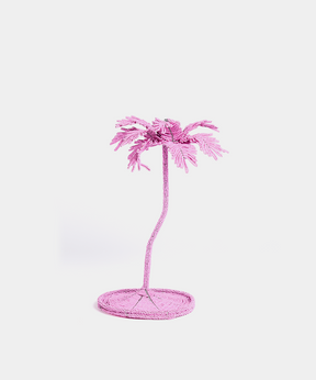 Beaded Palm Candlestick in Bright Pink