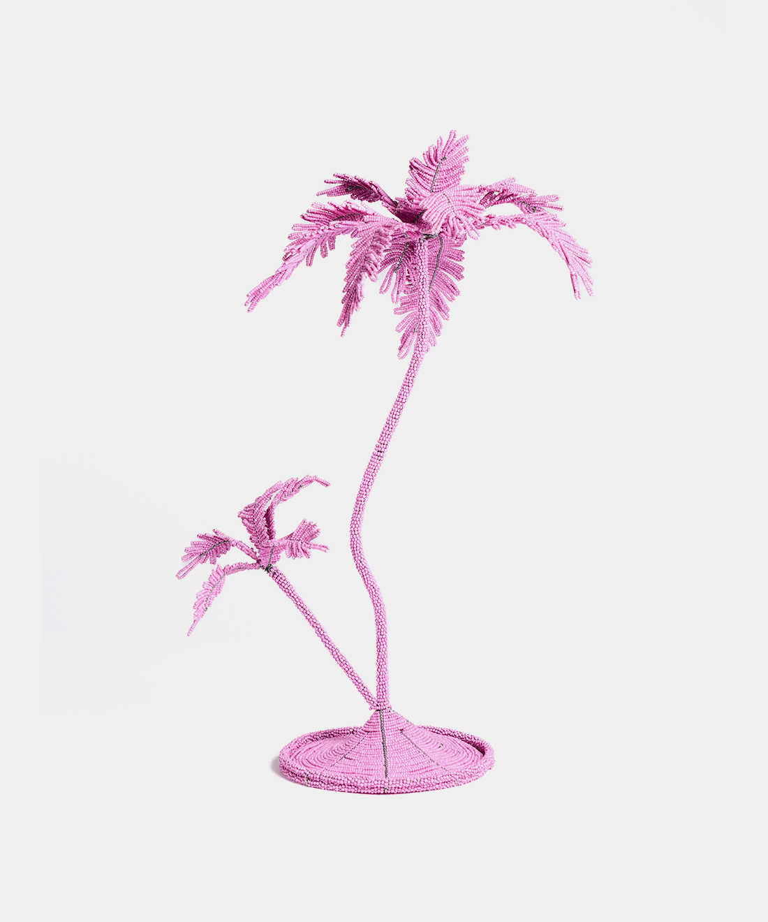 Beaded Palm Candlestick in Bright Pink