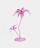 Beaded Palm Candlestick in Bright Pink