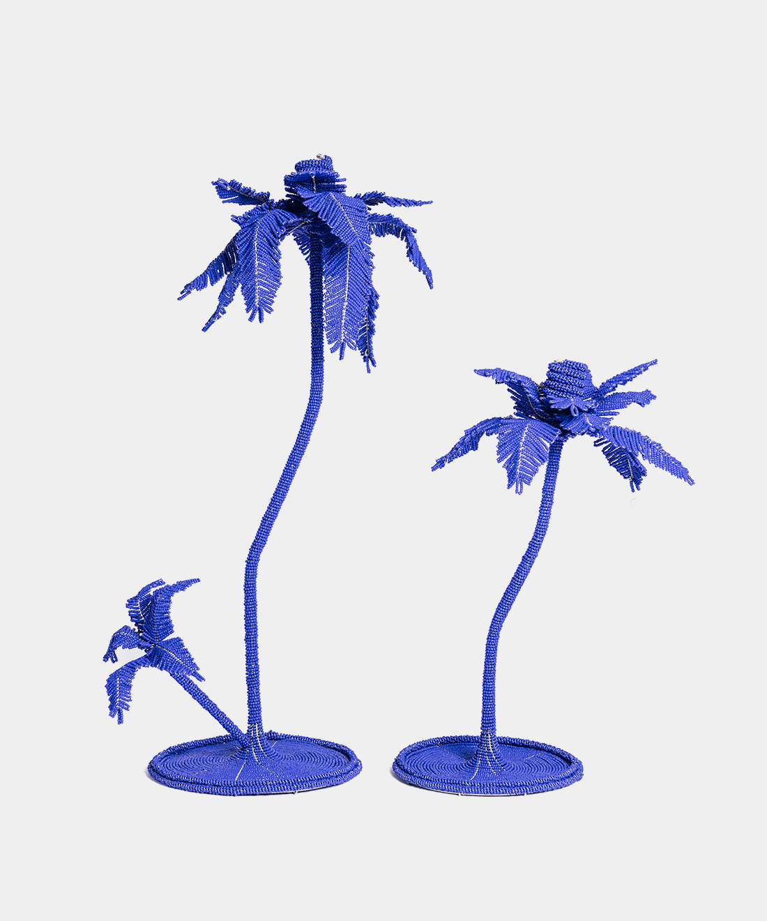 Beaded Palm Candlestick in Dark Blue