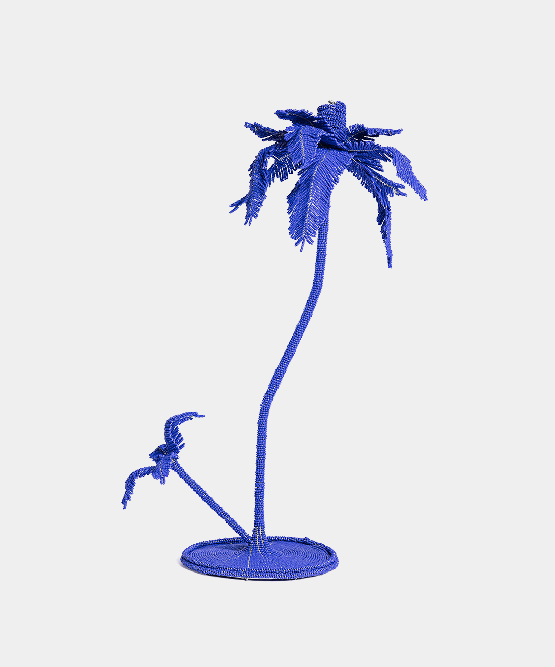 Beaded Palm Candlestick in Dark Blue