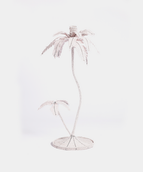 Beaded Palm Candlestick in Pale Pink