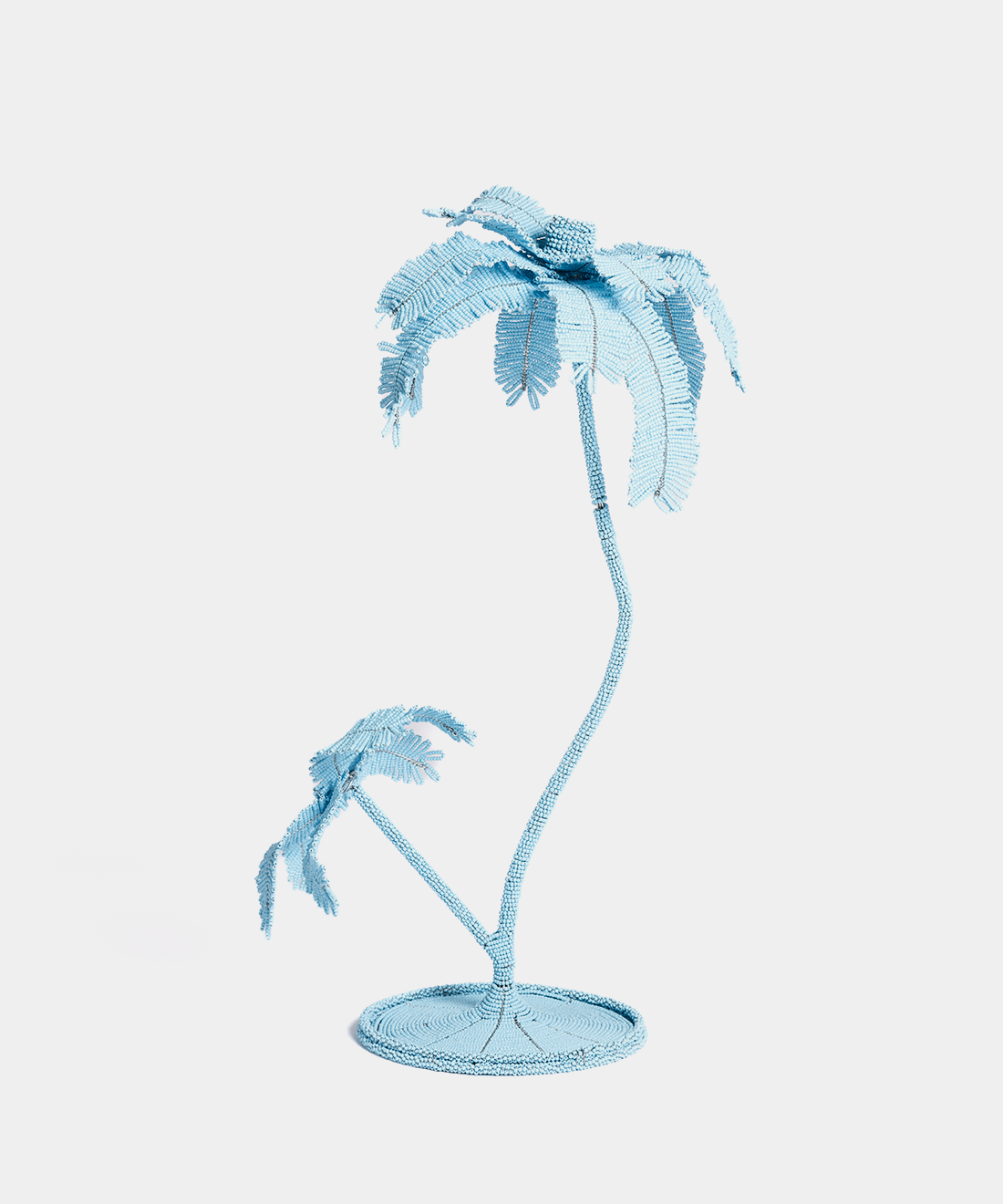 Beaded Palm Candlestick in Sky Blue