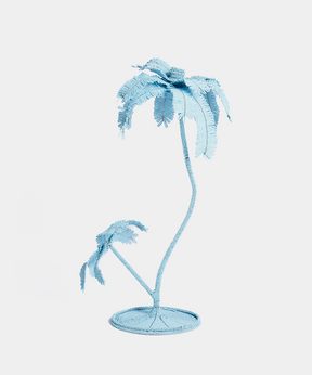 Beaded Palm Candlestick in Sky Blue