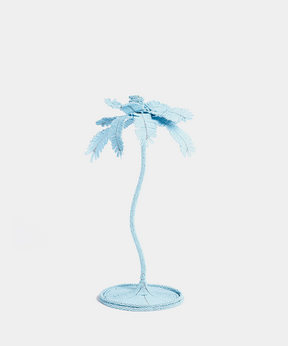 Beaded Palm Candlestick in Sky Blue