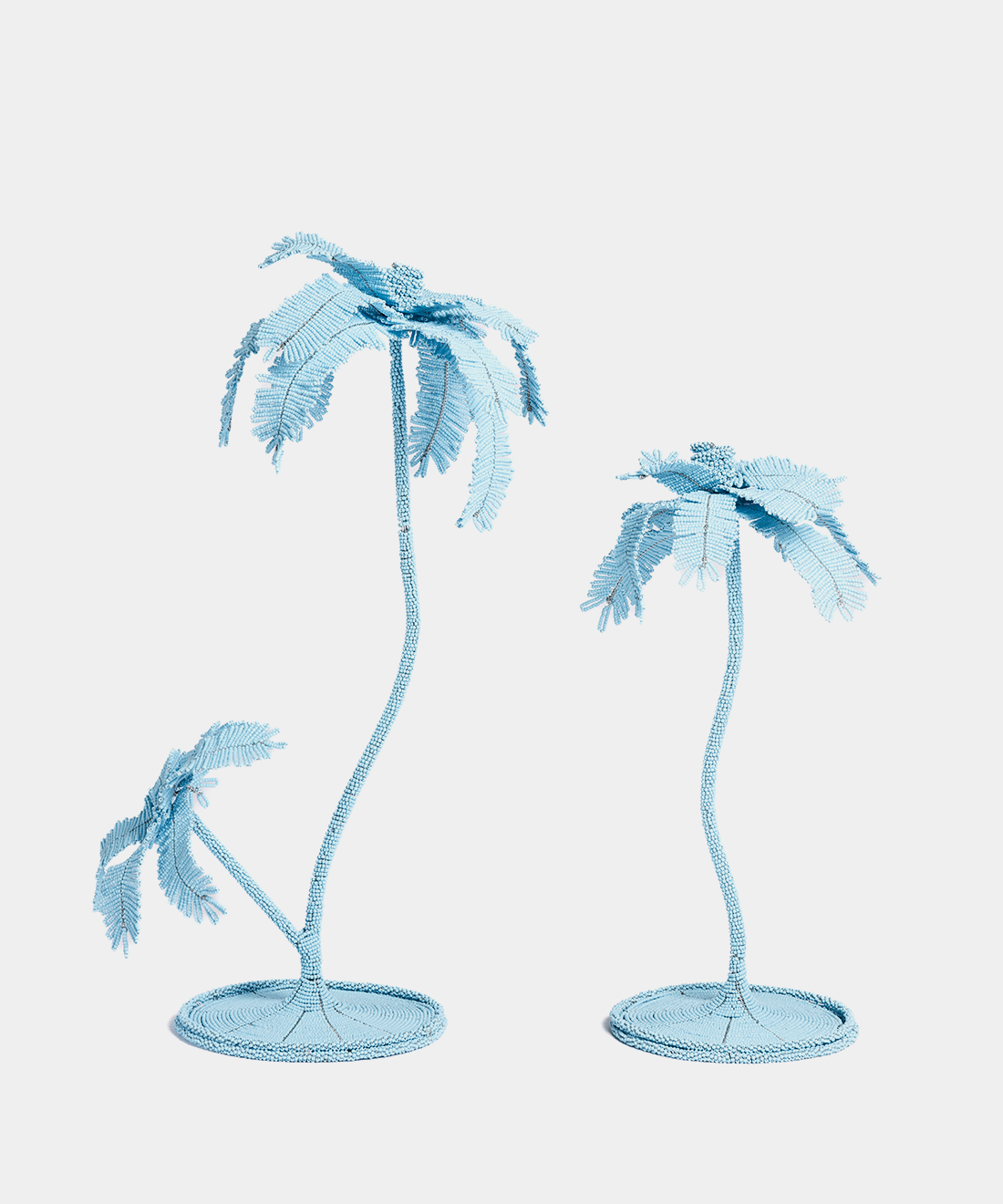 Beaded Palm Candlestick in Sky Blue