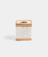 Beaded Tissue Box in White & Natural