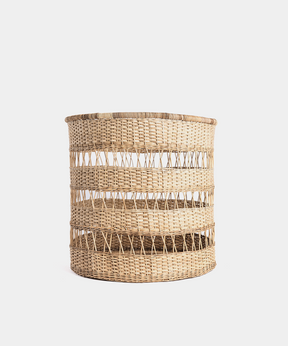 Round Open Weave Cane Planter