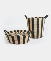 Small Striped Basket in Black