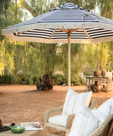 Sun Parasol Set with Tassels in Navy Stripe (Three Sizes Available)