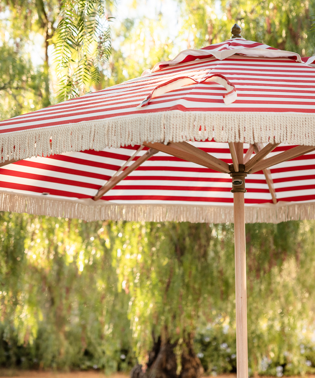 Parasol with Tassels in Red Stripe