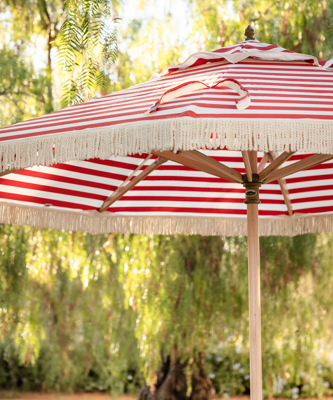 Parasol Set with Tassels in Red Stripe (Three Sizes Available)