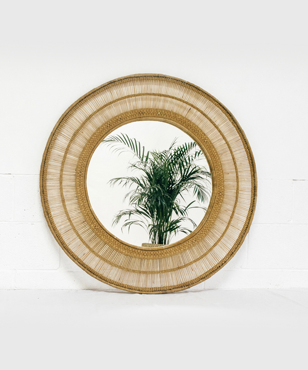 Round Cane Mirror in Natural