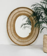 Oval Cane Mirror in Natural