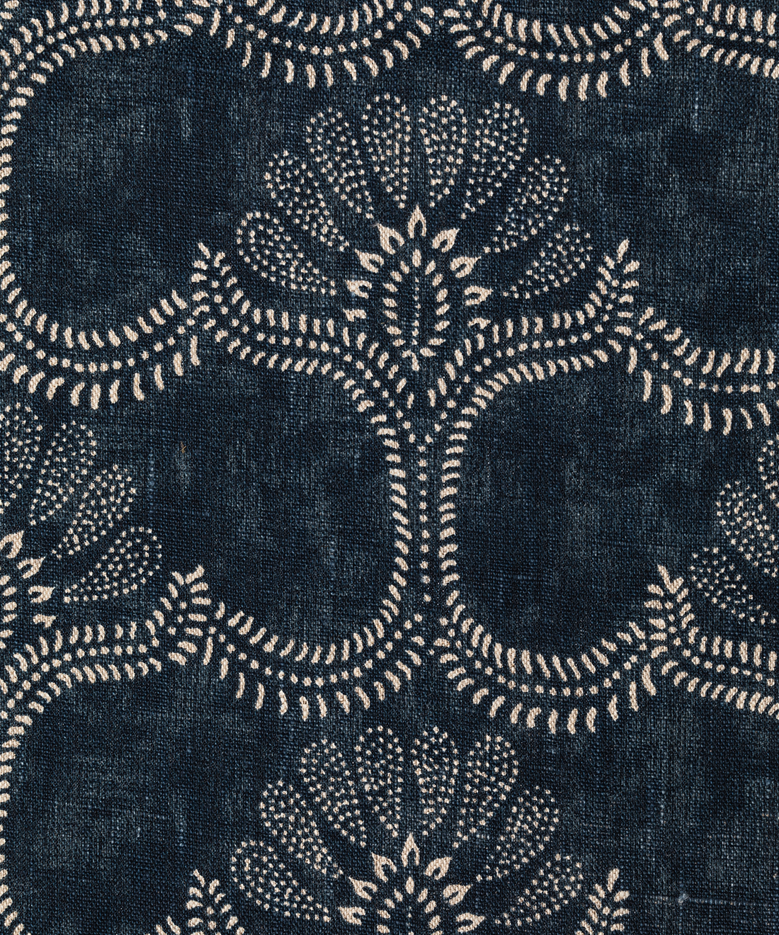 Whiteman & Mellor's Arabesque in Blue, Linen Fabric by the Meter
