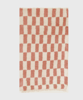 Slow Sunday Rug in Pale Pink Check
