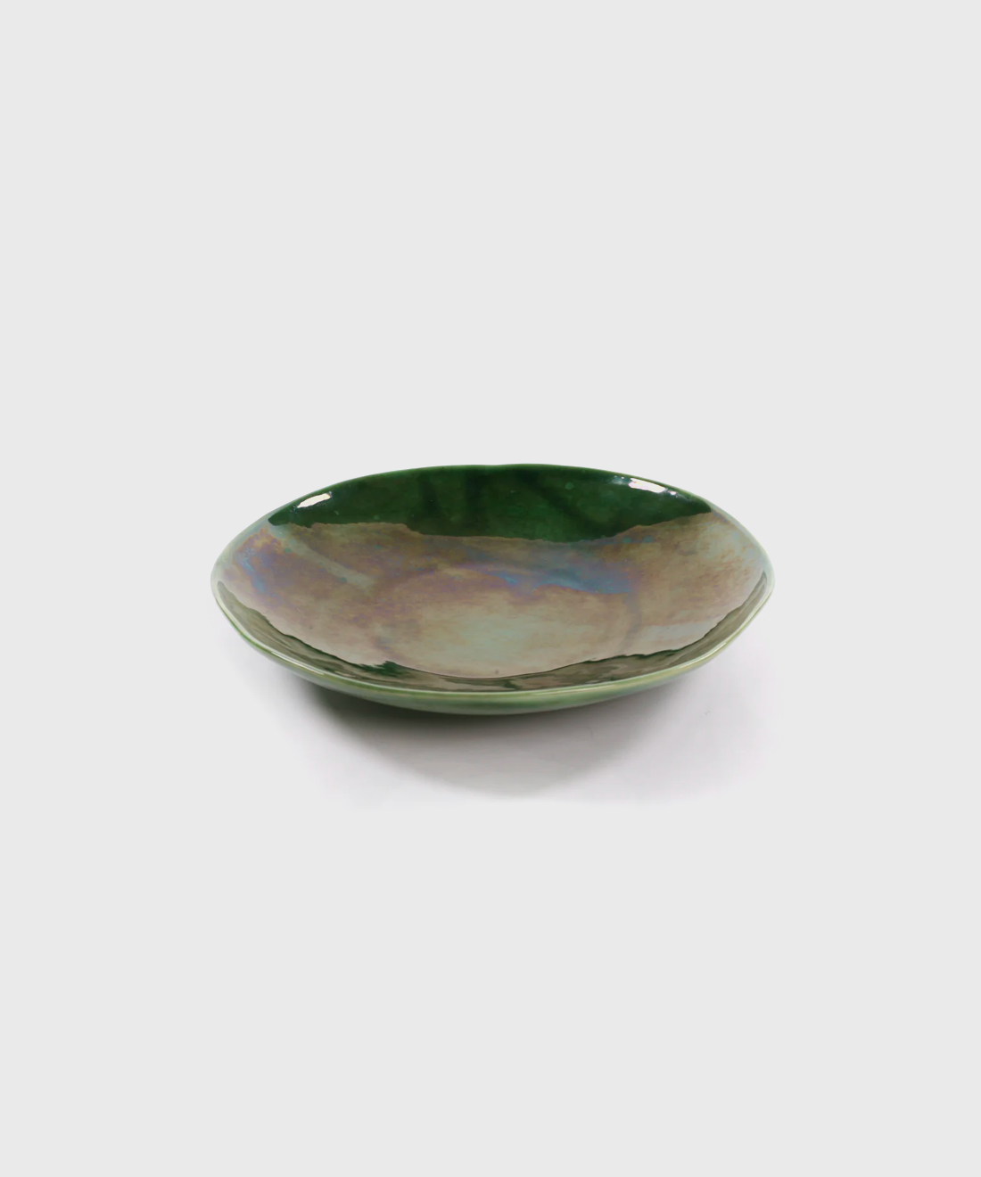 Extra Large Flat Round Bowl in Fig Green