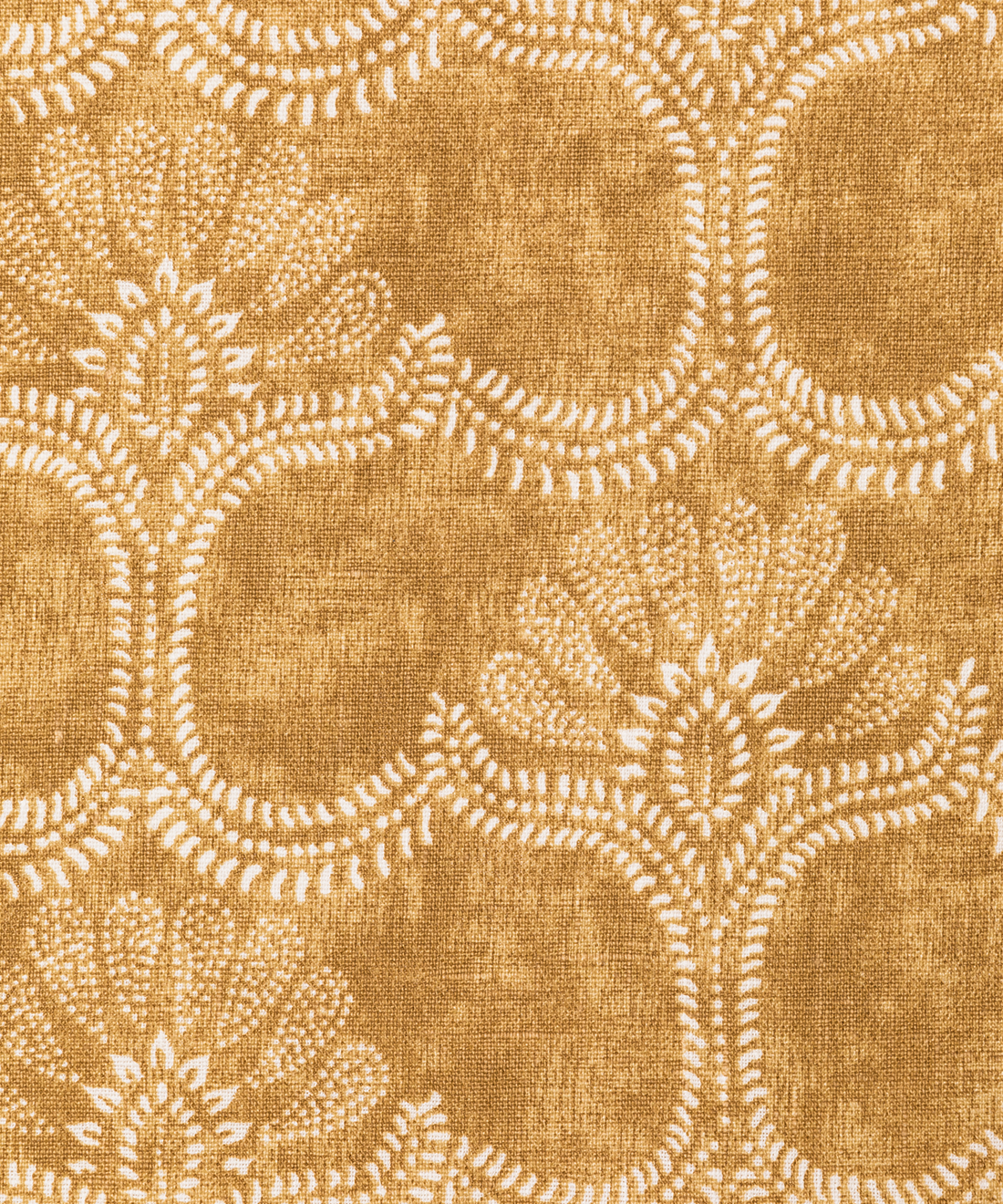 Whiteman & Mellor's Arabesque in Ochre, Linen Fabric by the Meter