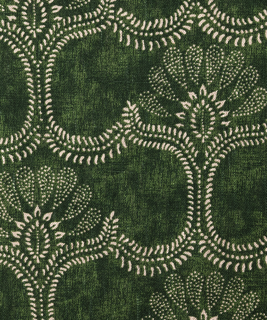 Whiteman & Mellor's Arabesque in Green, Linen Fabric by the Meter