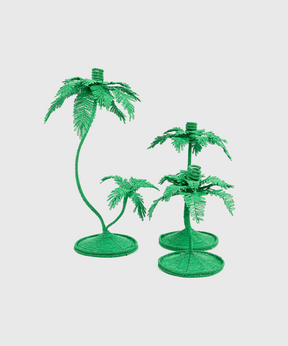 Beaded Palm Candlesticks in Green