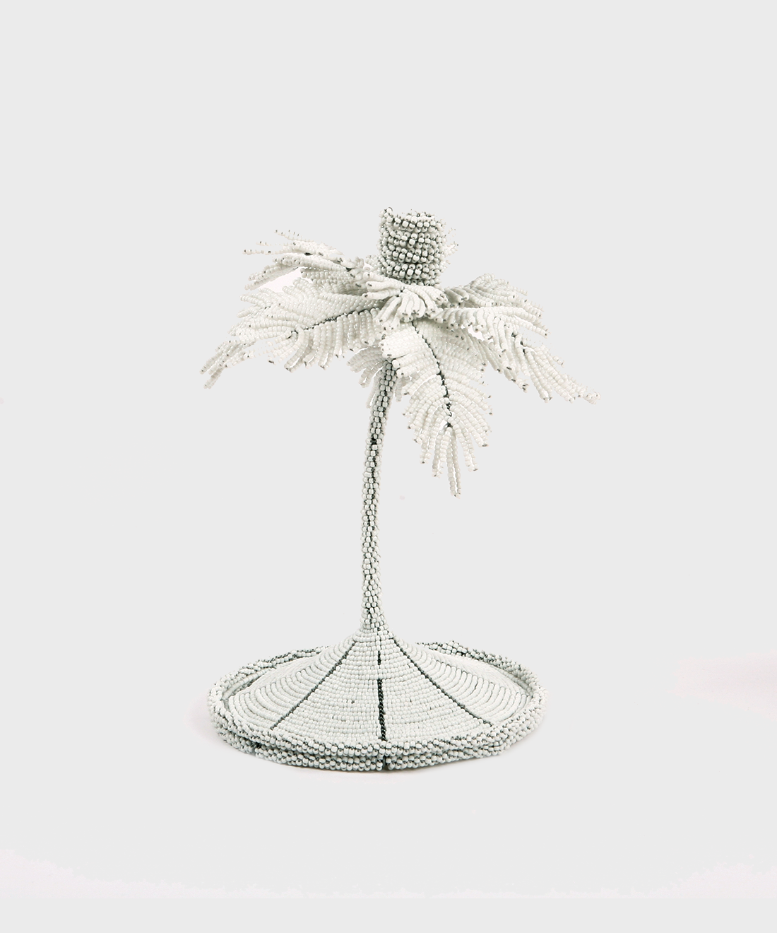 Beaded Palm Candlesticks in White
