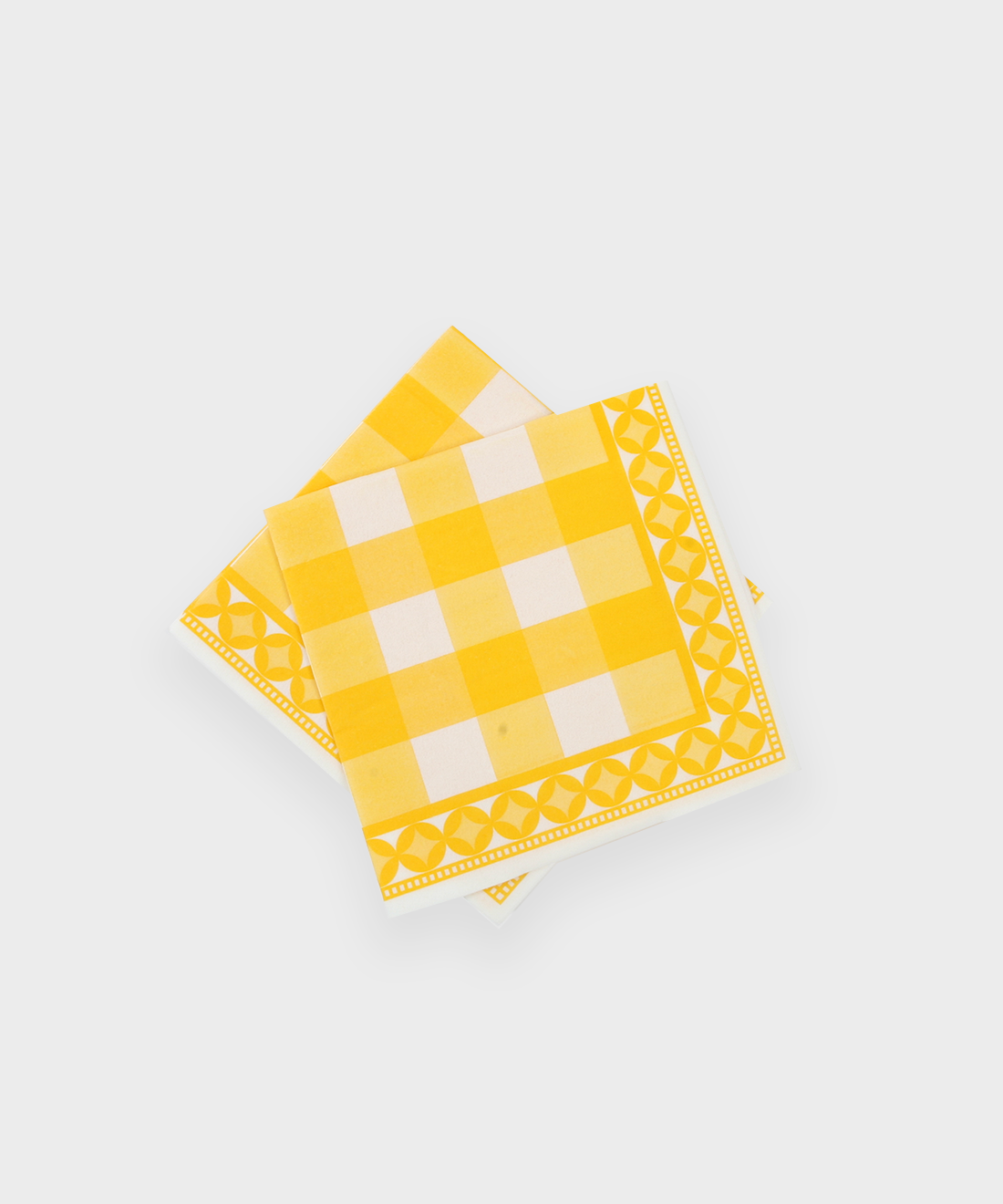Printed Paper Napkins in Yellow Check