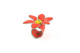 Beaded Red Flower Napkin Rings