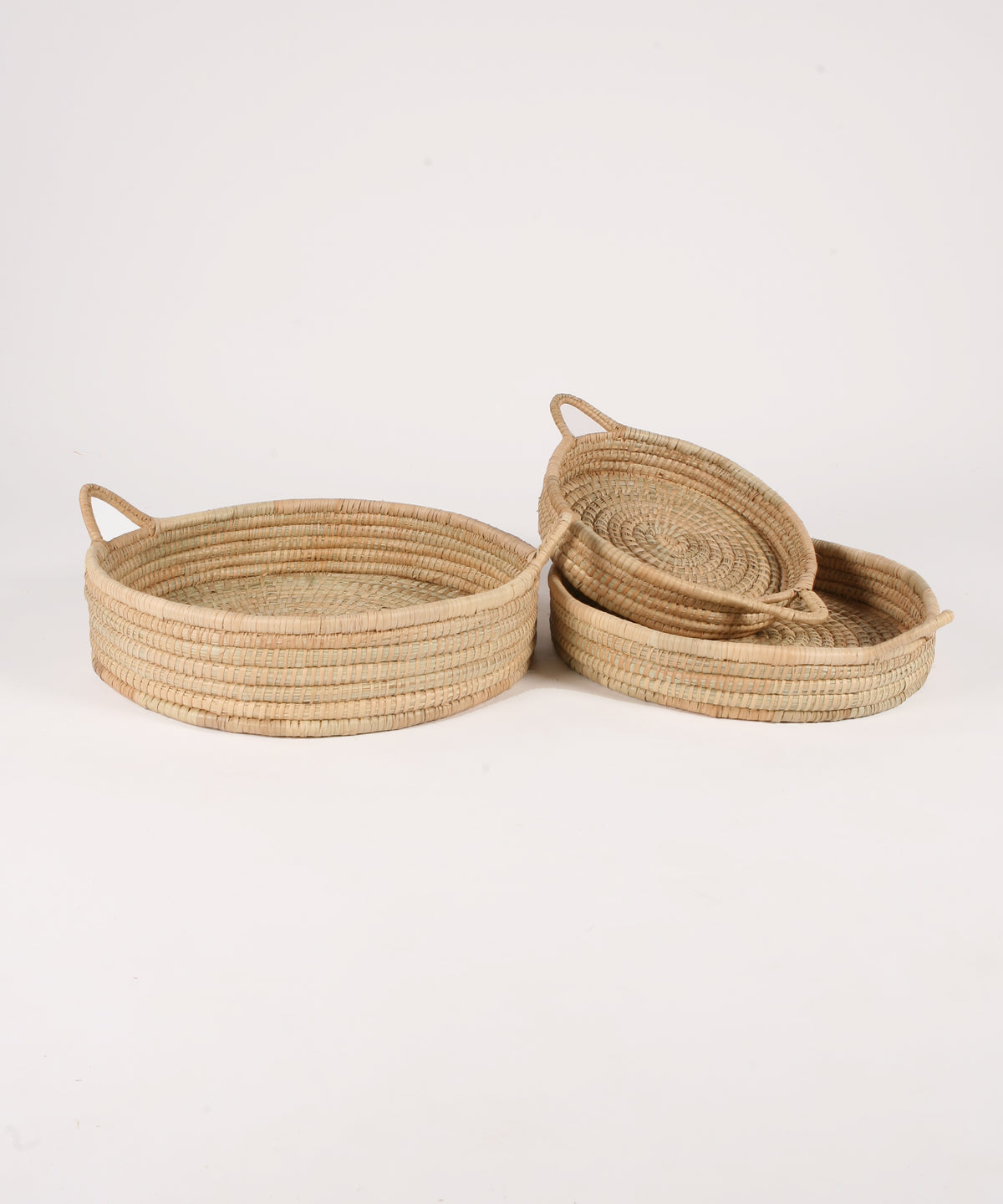 Woven Round Trays with Handles