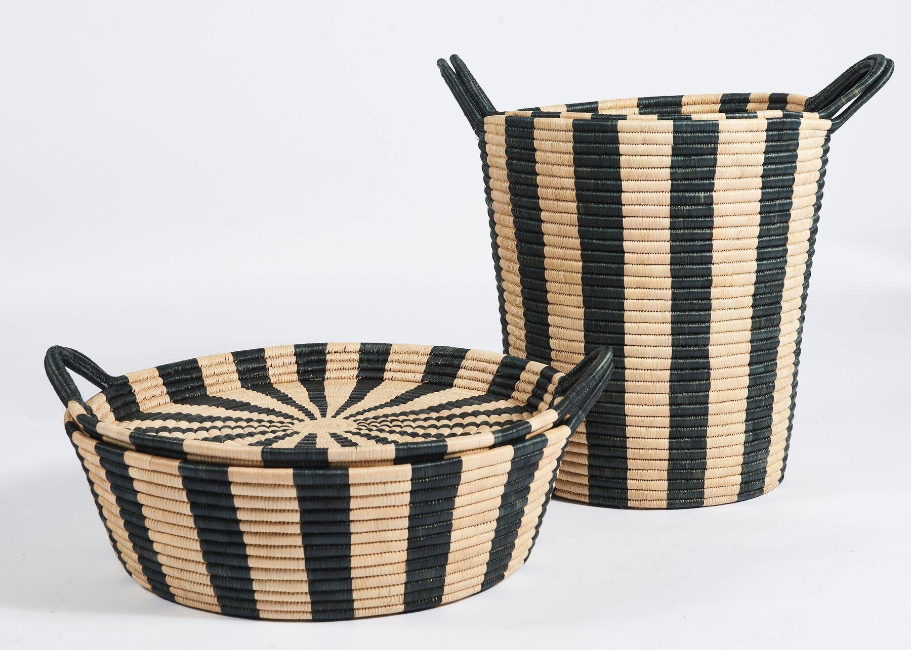 Striped Basket in Black - Small