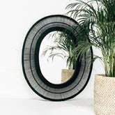 Oval Cane Mirror in Black