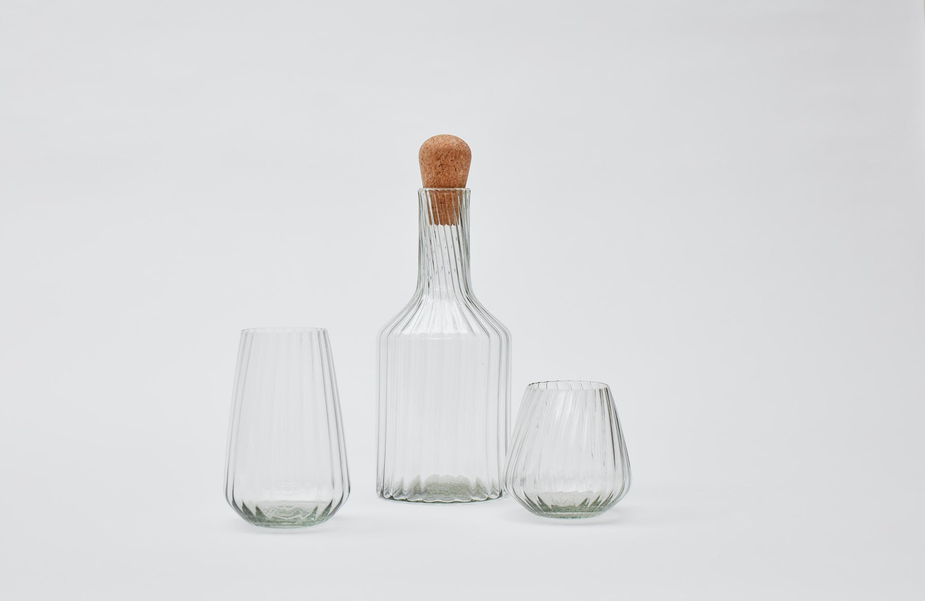 Hand-blown recycled glass short tumbler in clear