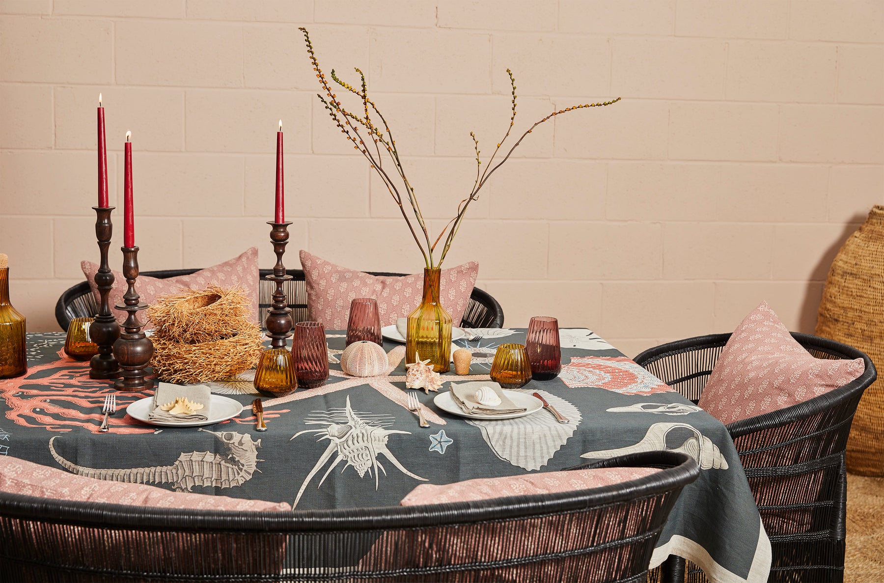 Dark Underwater Life illustration tablecloth